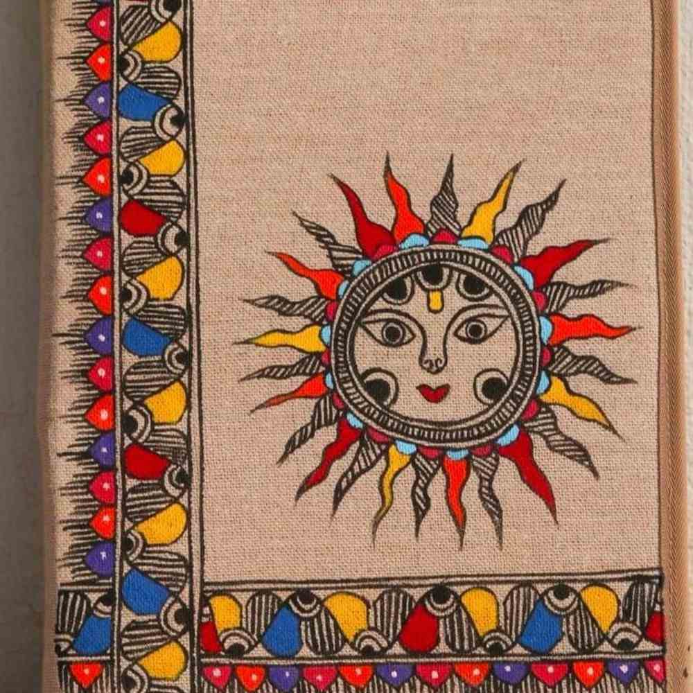 Tussar Saree with Madhubani Bride, Doli, and Kaahar Painting